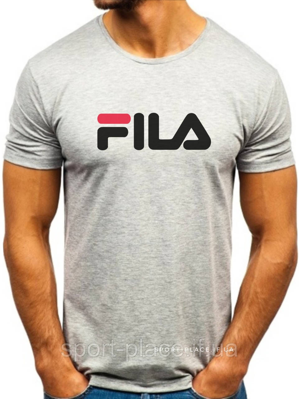 Чоловіча футболка Fila (Філа), сіра (велика емблема) бавовна