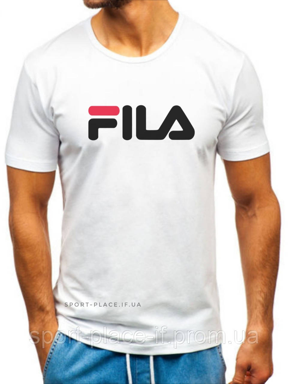 Чоловіча футболка Fila (Філа) біла (велика емблема) бавовна