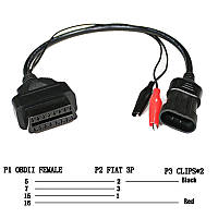 Переходник Fiat, Alfa Romeo, Lancia, Chery 3 pin на 16 pin OBD 2 Оригинал! (Новый) Для диагностики