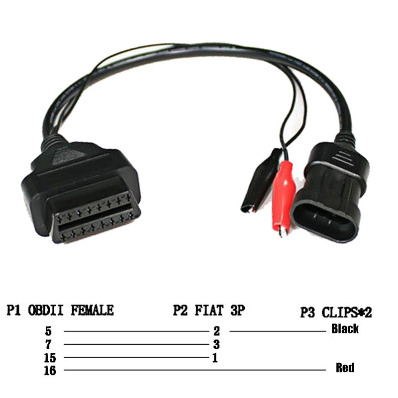 Перехідник Fiat, Alfa Romeo, Lancia, Chery 3 pin на 16 pin OBD 2 Оригінал!  (Новий) Для діагностики