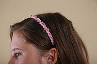 Обруч для волос с хрустальными и жемчужными бусинами Розовый