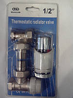 Набір кранів для радіатора кутовий із термоголовкою