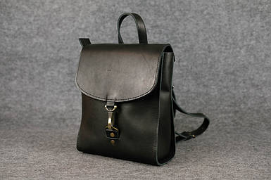 Жіночий шкіряний рюкзак Венеція, розмір міні, натуральна шкіра італійський Краст колір Чорний