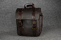 Мужской кожаный рюкзак "Hankle H1" натуральная Винтажная кожа, цвет коричневый оттенок Шоколад + Вишня