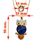 Кулон Кольє під Золото Сова зі стразами 5 см, Довжина ланцюжка 72 см + 60 см+6 см,, фото 2