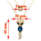 Кольє Кулон під Золото Лисиця зі Вставками Стразами, Синій Кристал, Довжина 72 см+60 см+6 см, фото 3