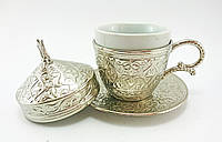 Турецкая чашка для кофе 110 мл, цвет: серебро