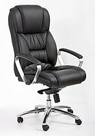 Кресло офисное поворотное Halmar FOSTER, кожа, экокожа/хром Черный
