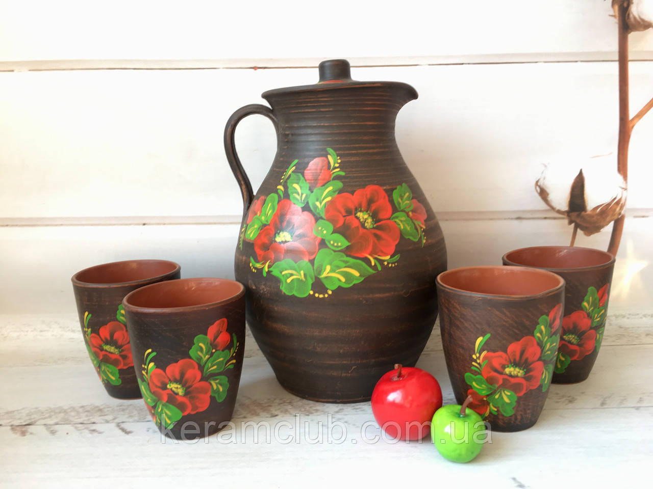 Рисовий набір глечик 3 л і 4 склянки 300 мл