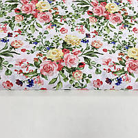 Польська бязь "різнокольорові троянди на білому", фото 2