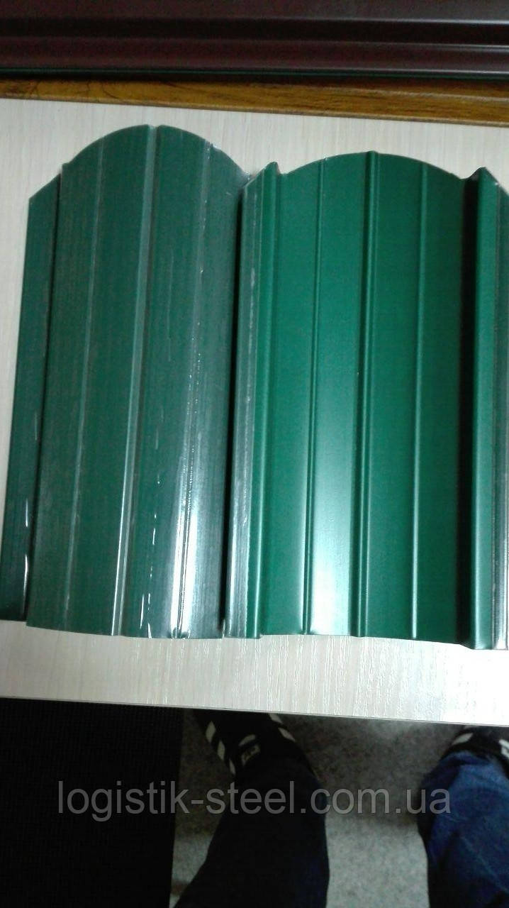 Паркан металевий Штахетник двосторонній зелений 6005 0,43 мм Евроштахетник - фото 3 - id-p1026790531