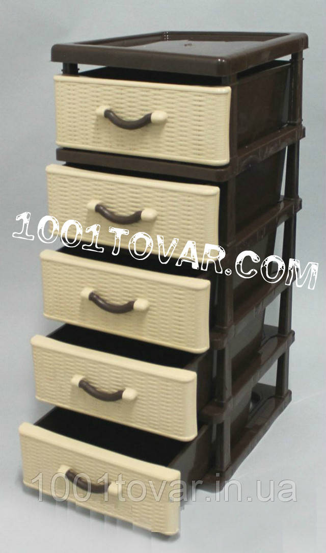 Комод пластиковий міні Style, бежево-коричневий, 7 ящиків, фото 1