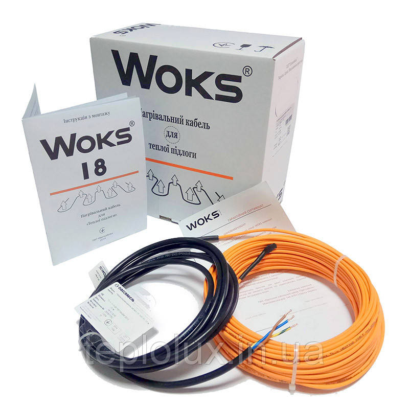 Тепла підлога WOKS - 18 двожильний кабель 100 Вт (довжина 6 метрів).
