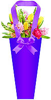 Бумажная сумка для букетов и горшечных цветов синяя