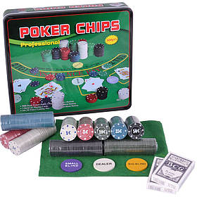 Набір для покера 500 фішок із номіналом у металевій коробці