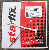 Дюбель Амекс Стар Фікс LDK 10х200 мм для мінеральної вати і пінопласту з металевим цвяхом та термоголовкою упаковка 150 штук