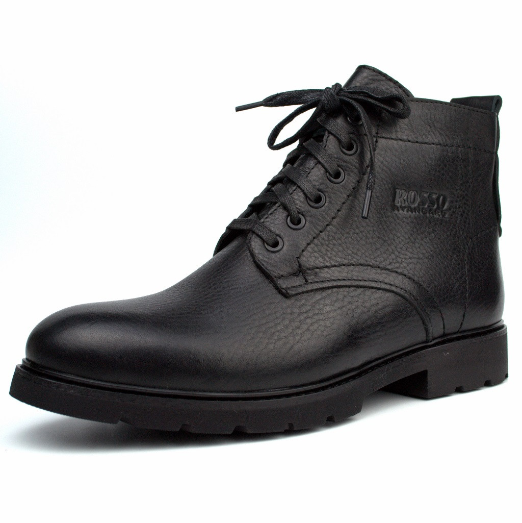 Шкіряні зимові класичні черевики на хутрі Rosso Avangard Falconi Classic Black Leather