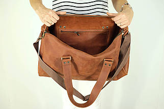 Шкіряна сумка Travel дизайн №80, натуральна Вінтажна шкіра, колір Коньяк, фото 2
