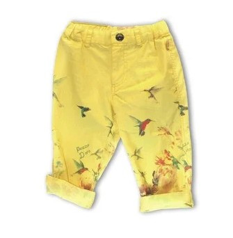 Легкі літні дитячі штани для дівчинки з малюнком колібрі Pezzo D'oro Італія M53031 Жовтий