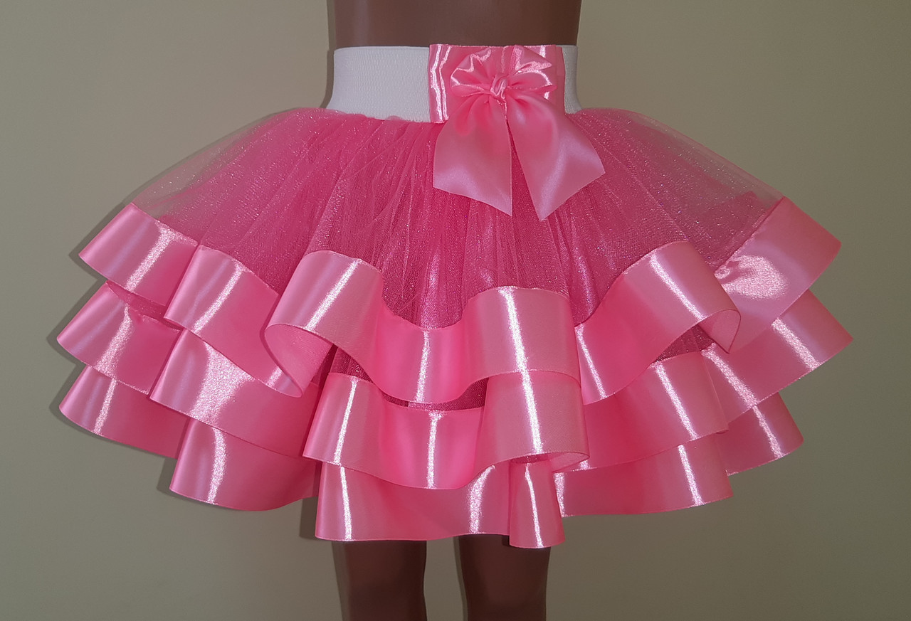 Дитяча пишна ніжно-рожева спідничка в три шари фатину, розмір 110-116, фото 1