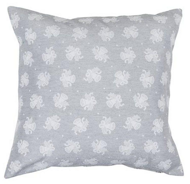 Наволочка новорічна гобеленова Дзвіночки на сірому 45*45 см двостороння, фото 1