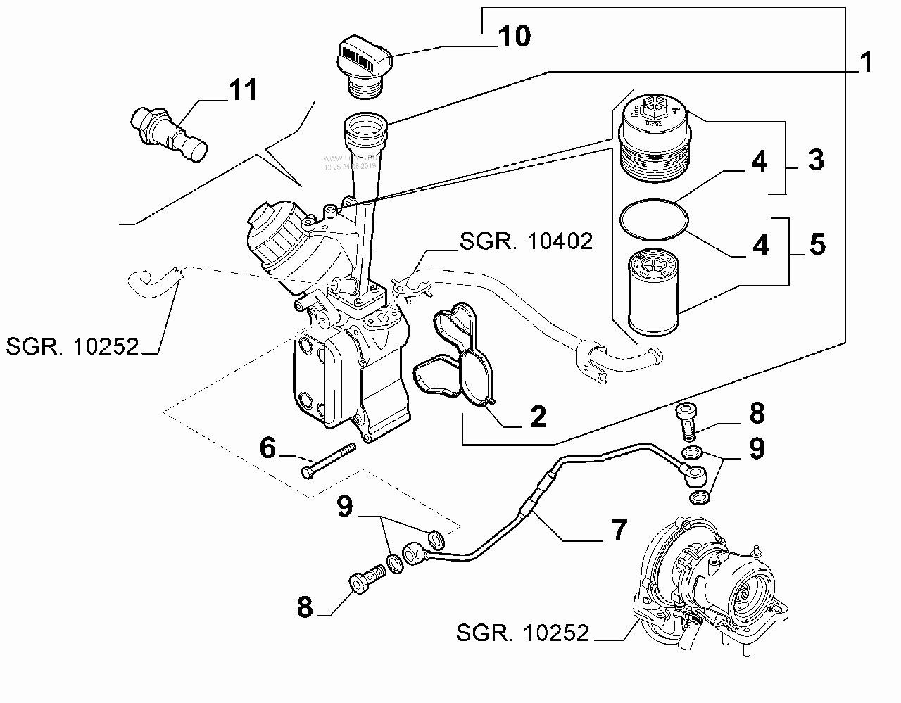 Кришка корпусу оливного фільтра GM 55237728 A13DTC A13DTE A13DTR Z13DTE OPEL Astra-J Corsa-D Meriva-B&Fiat