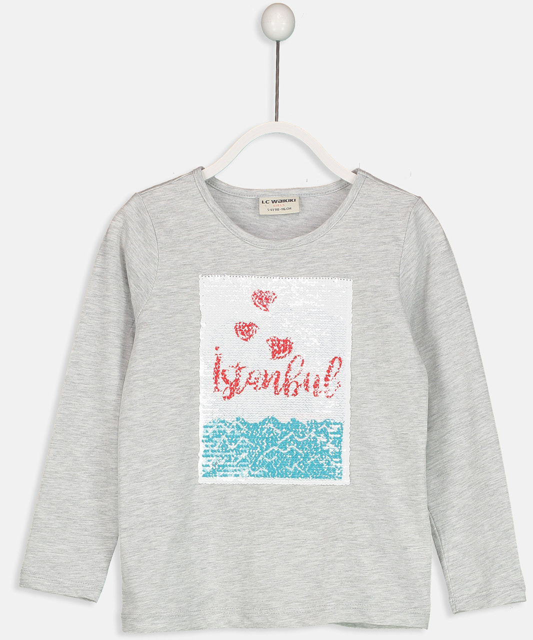 Сірий реглан-перевертень для дівчинки Lc Waikiki/Лс Вайкі з принтом Istanbul