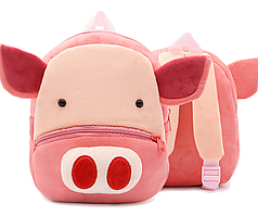Рюкзак для улюблених малюків "Свинка" рожевий м'який плюшевий для дівчинки для хлопчика дошкільний для садочка
