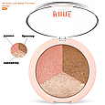 Палетка для контуринга Golden Rose Nude Look Baked Trio Face Powder 3 в 1 (хайлайтер/бронзатор/рум'яна), фото 6