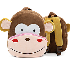 Дитячий Рюкзак для улюблених малюків "Мавпочка" м'який текстиль коричневий плюшевий якісний унісекс