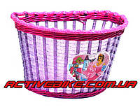 Корзина для детского велосипеда плетеная "Принцеса", фиолетовая.
