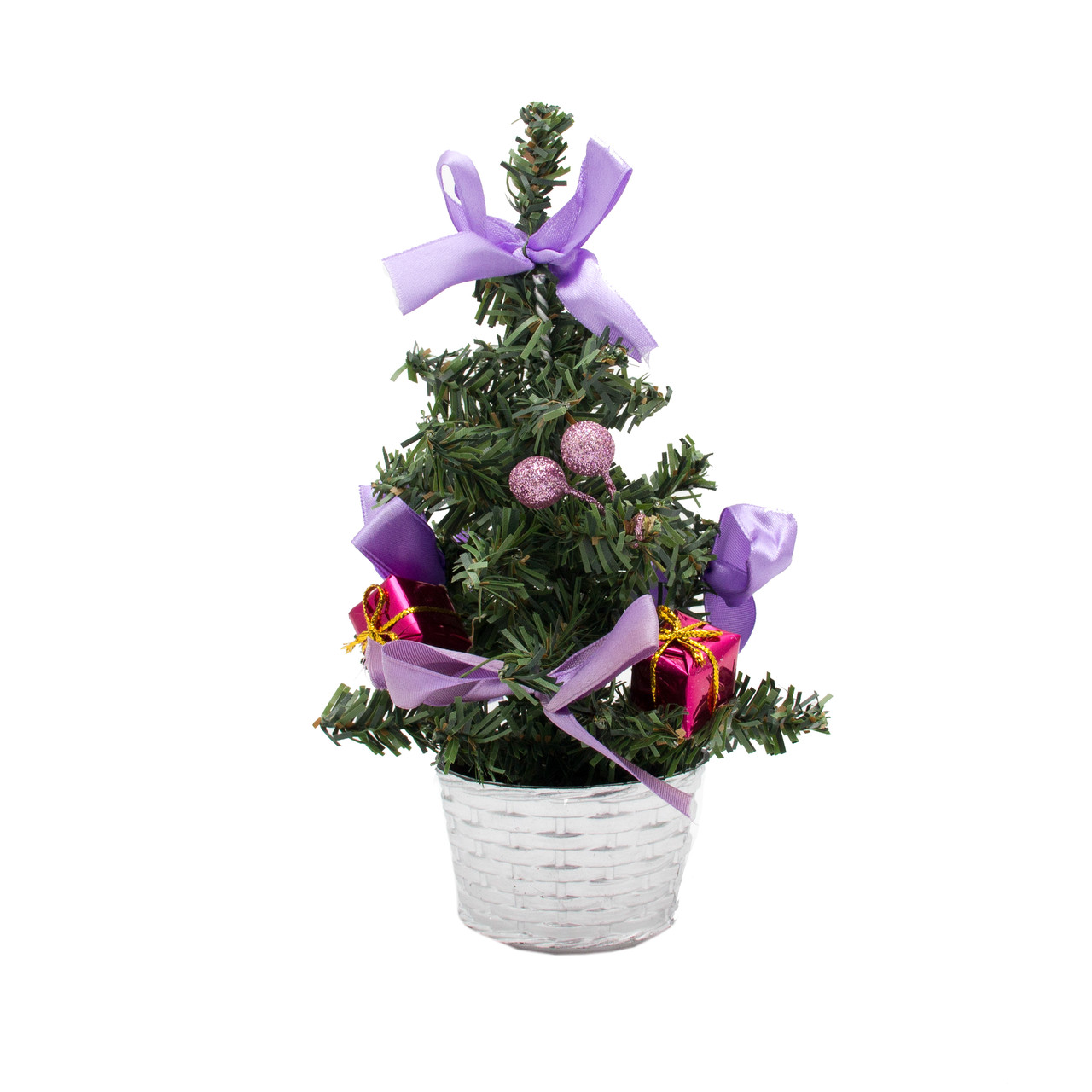 Ялинка прикрашена, 20 см, фіолетовий декор (471317), фото 1