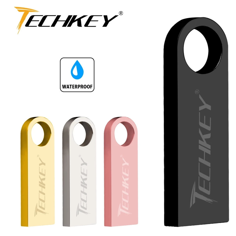 USB флешнакопичувач TECHKEY 64 Гб. Корпус метал. Золотий колір