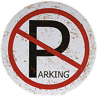 Металлическая табличка / постер "Парковка Запрещена / No Parking" 30x30см (ms-001347)