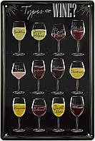 Металлическая табличка / постер "Типы Вина / Types Of Wine" 20x30см (ms-001318)