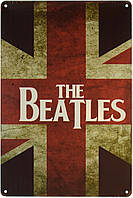 Металлическая табличка / постер "The Beatles (Union Jack)" 20x30см (ms-001306)