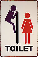 Металлическая табличка / постер "Туалет (Силуэты) / Toilet" 20x30см (ms-001249)