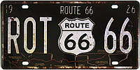 Металлическая табличка / постер "Трасса 66 / Route 66 (ROT 66)" 30x15см (ms-001105)