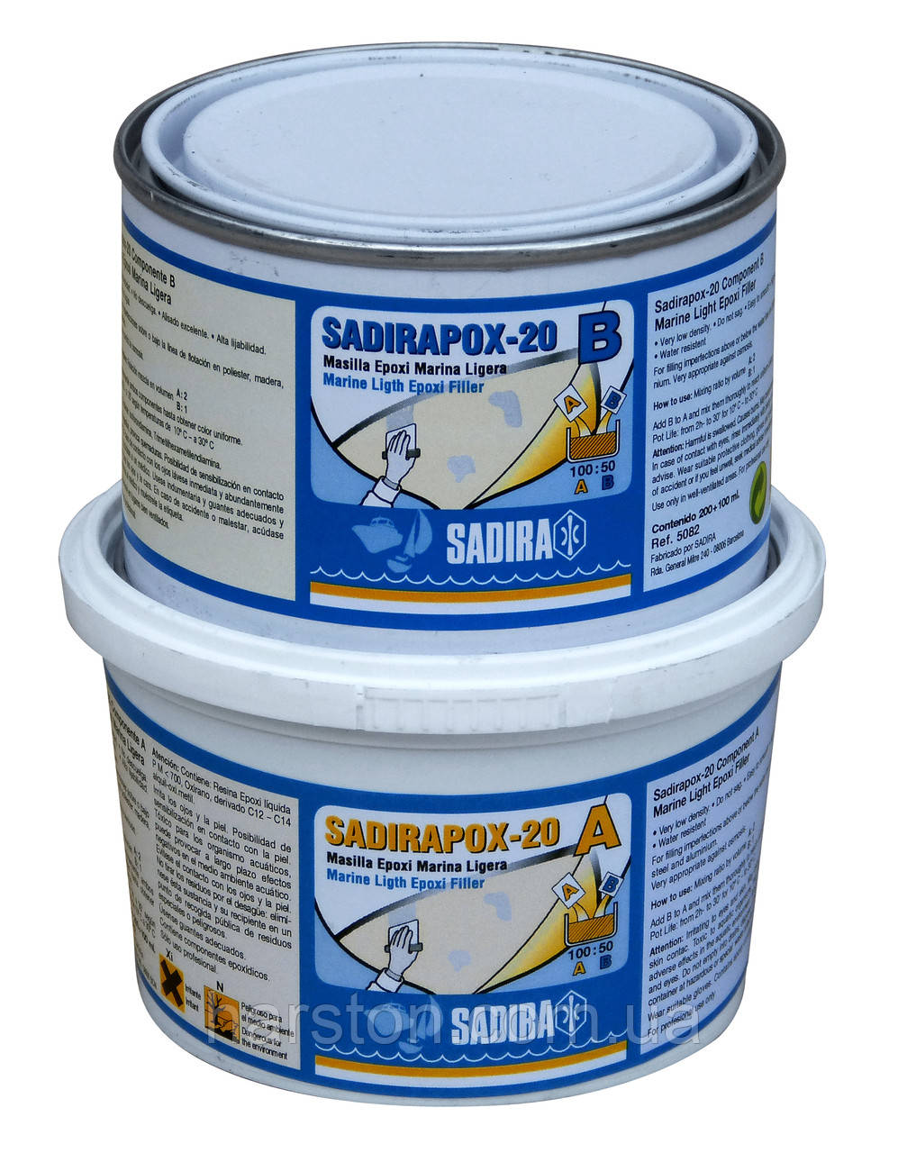 Епоксидна морська шпаклівка Sadirapox-20, 200 мл + 100 мл