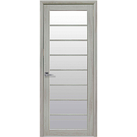 Дверь межкомнатная Виола ясень патина 600 мм со стеклом сатин (матовое), Экошпон.