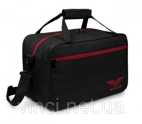 Сумка дорожная на чемодан Wings TB01 Ручная кладь 40x25x20 см Дорожня Сумка в літак Ручна поклажа, чорна