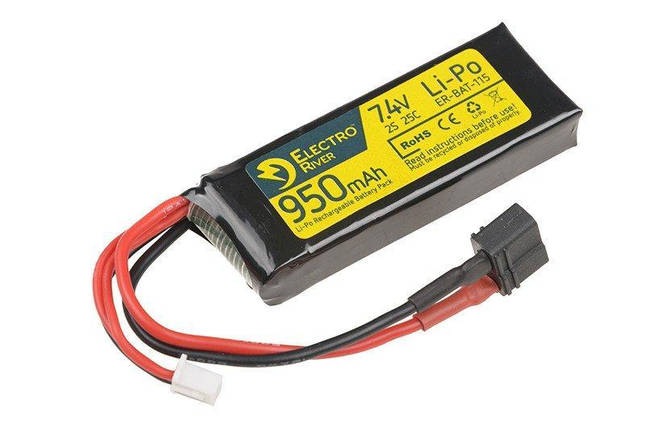 Акумулятор LiPo 7,4V 950 mAh 25/50C T-connect (DEANS) [ElectroRiver] (для страйкбола), фото 2