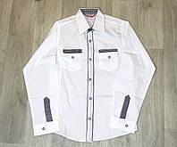 Рубашка белая для мальчика с контрастной отделкой