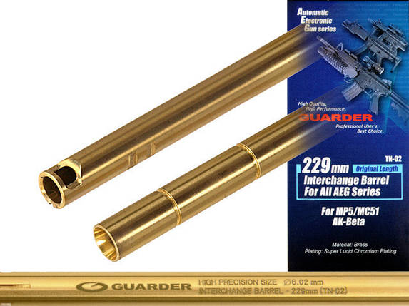 Тонкий стволик 6.02mm для MP5 / MC51 / AK-Beta довгою 229mm [GUARDER] (для страйкболу), фото 1