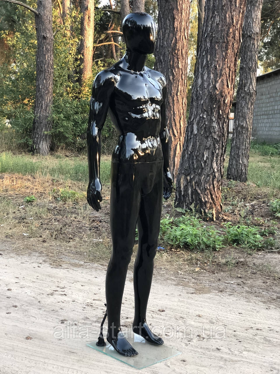 Чёрный лаковый глянцевый мужской манекен Аватар Люкс в полный рост - фото 6 - id-p1026321842