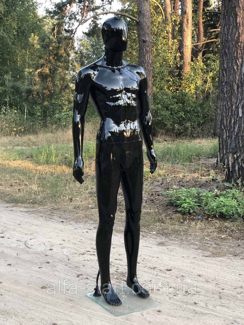 Чёрный лаковый глянцевый мужской манекен Аватар Люкс в полный рост - фото 7 - id-p1026321842
