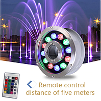 Світлодіодний підводний прожектор RGB AC 12 V IP68 з пультом для фонтана та басейну