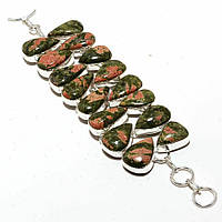 Широкий браслет-манжет з епідотом (унакітом)