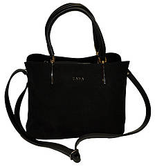 Жіноча сумка чорна з натуральної замші Zara (23*30*13)