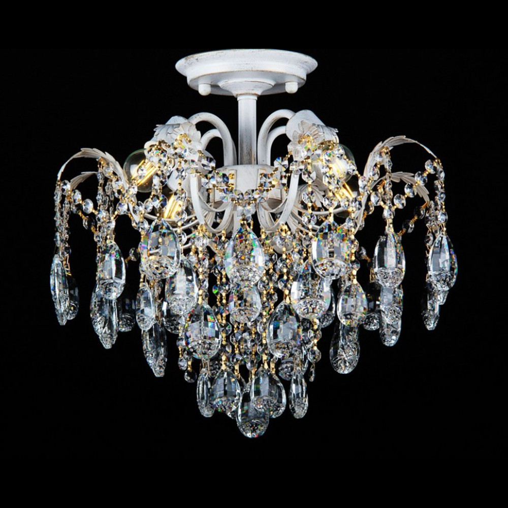 Кришталева люстра на 4 лампи біла з золотою патиною VL-L7097/4 (WG), фото 1